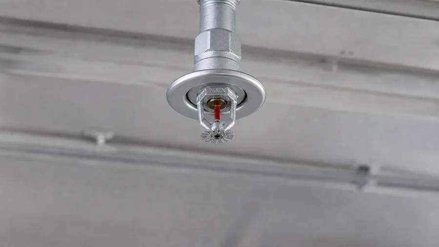 Representative AI-generated matched view with a clean replacement sprinkler head and escutcheon